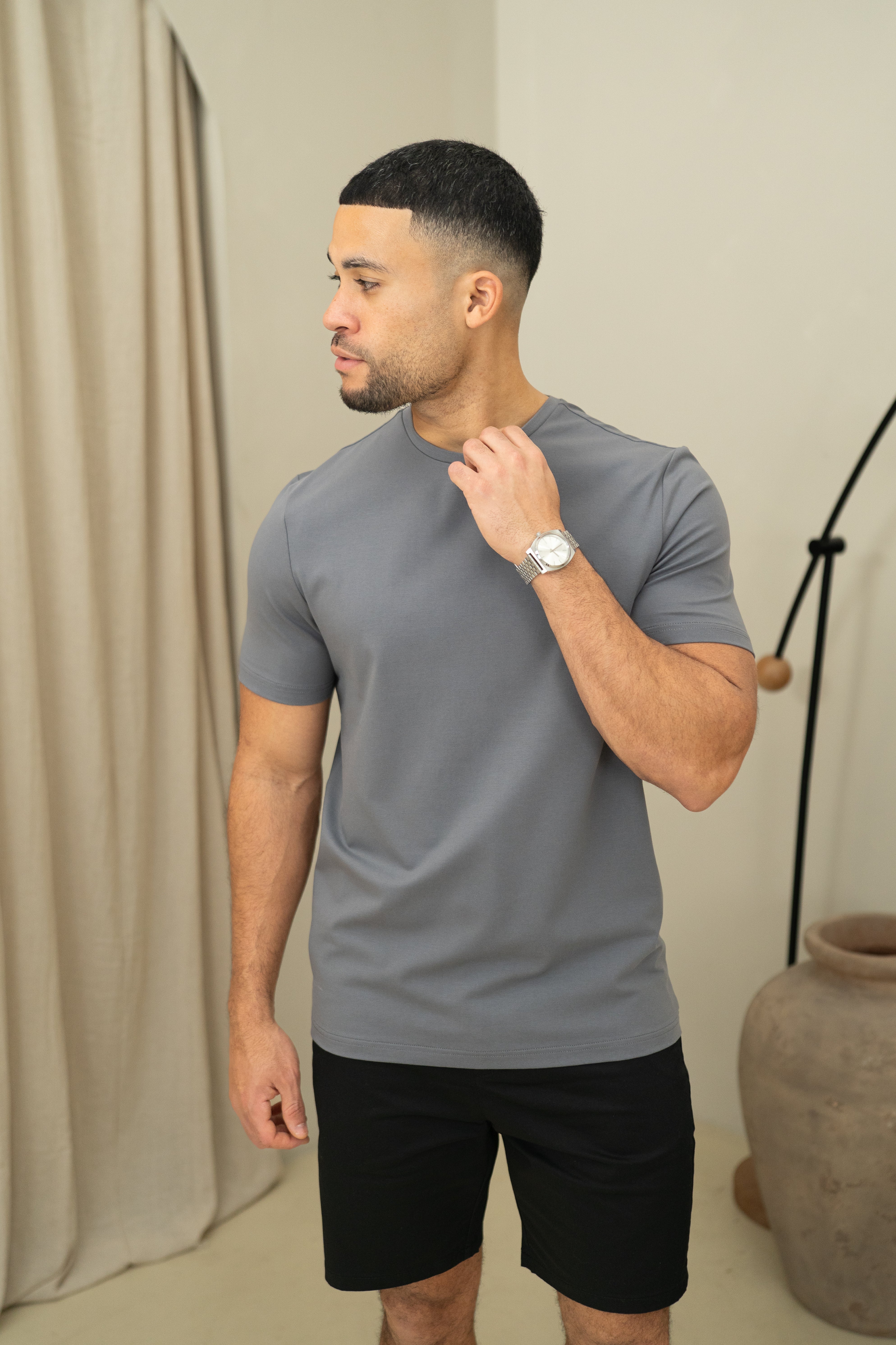 CAPO Every Day Crew Neck Cotton Slate Grey T-Shirt